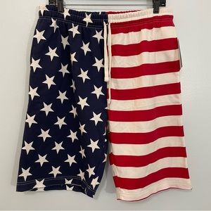 Exist Swim NWT American Flag Cotton Blend Shorts Size L